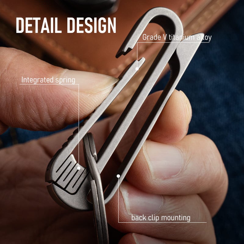FEGVE Titanium Belt Key Holder, Belt Key Clip with Keyring for Keys,Keychain Hook for Men Dad - Image 3